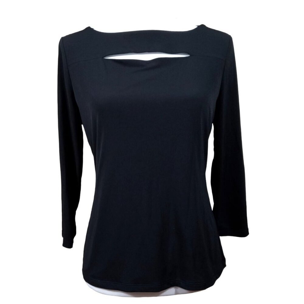 Carmen Womens Black Keyhole Long Sleeve Sweater Size Medium